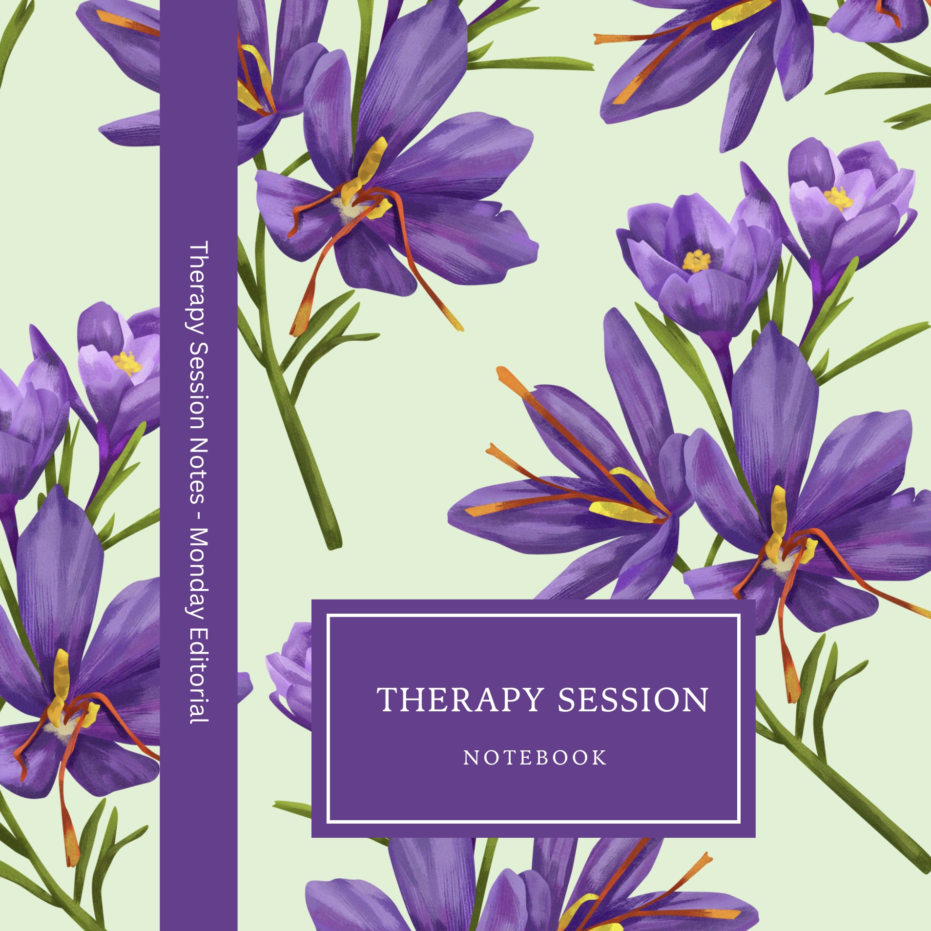 Therapy Session Notes notebook, Purple Crocus cover