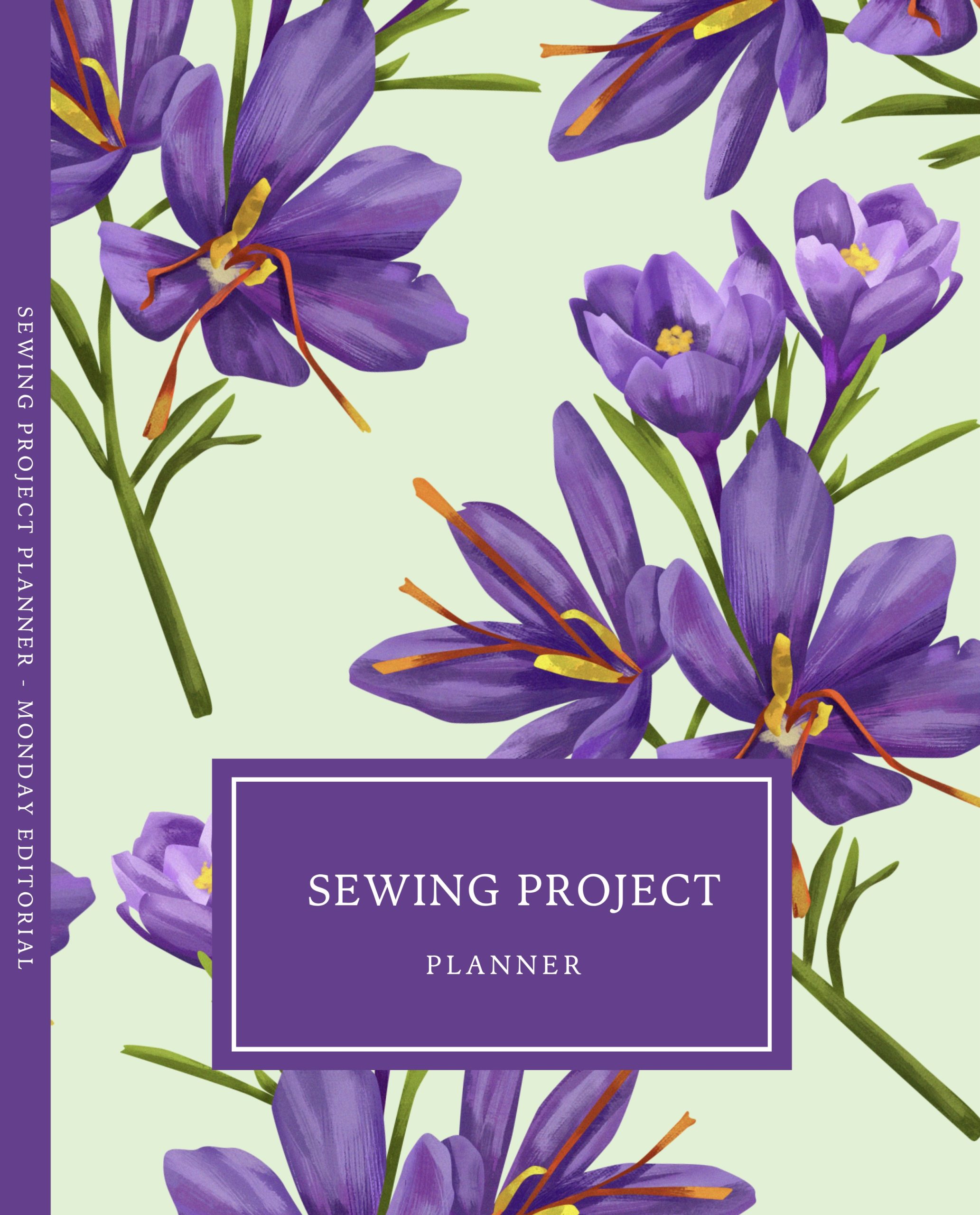 Sewing Project Planner notebook, Purple Crocus cover