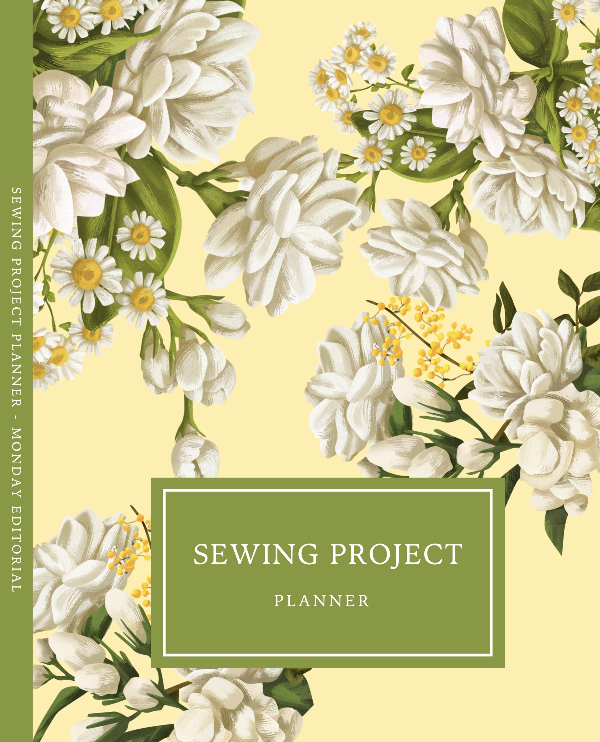 Sewing Project Planner notebook, White Floral cover
